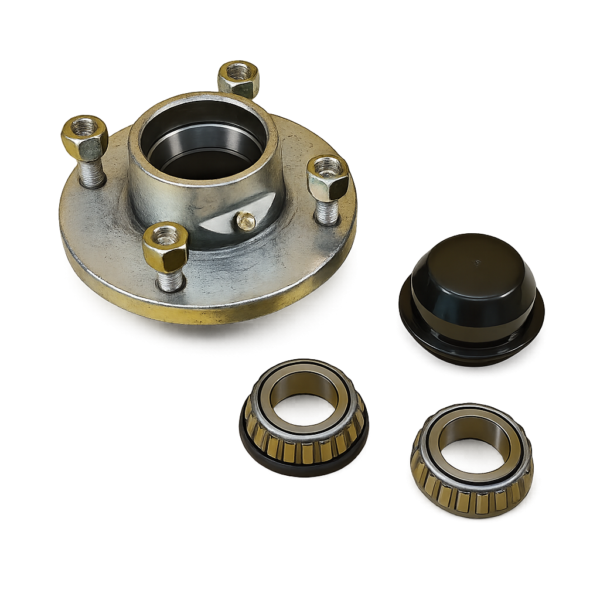 4 Stud x 4" Pcd Trailer Wheel Hub With Cap & Spherical Nuts
